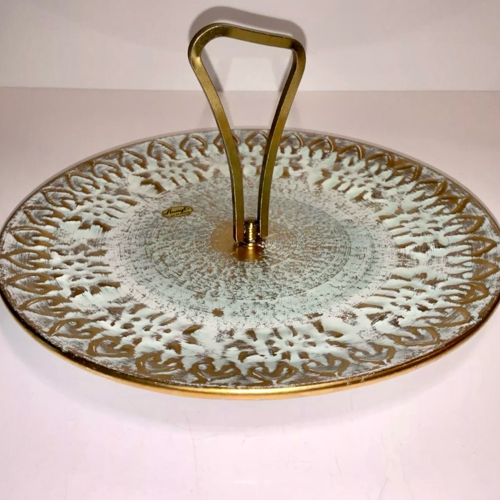 Beautiful Vintage 22 K Gold Tidbit Plate Server Tray Stangl Pottery